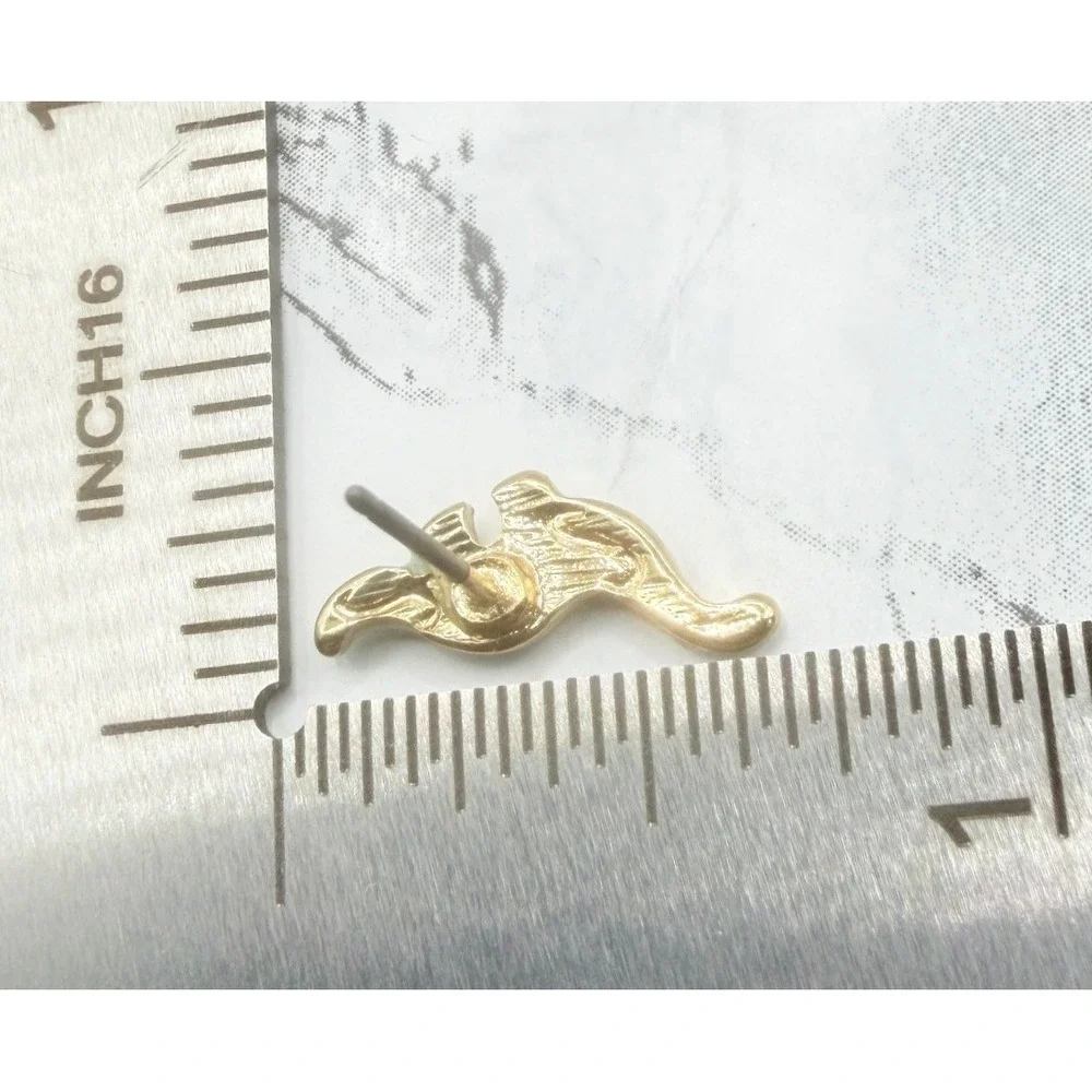 Francesca's Blue Enamel Dinosaur Stud Earrings Gold Tone New on Card
